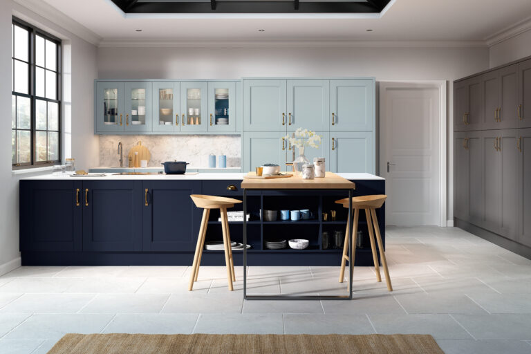 Chippendale Kitchens -Abbey Painted Indigo Blue & Graphite Cove