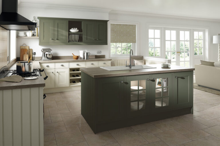 Chippendale Kitchen - Georgian Painted Ivory Botanical Green