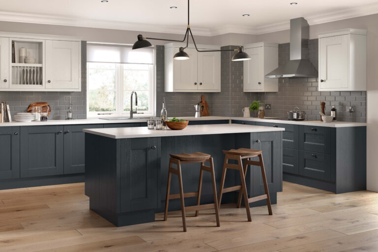 Chippendale Kitchens - Stately Shaker Painted Anthracite and Limestone